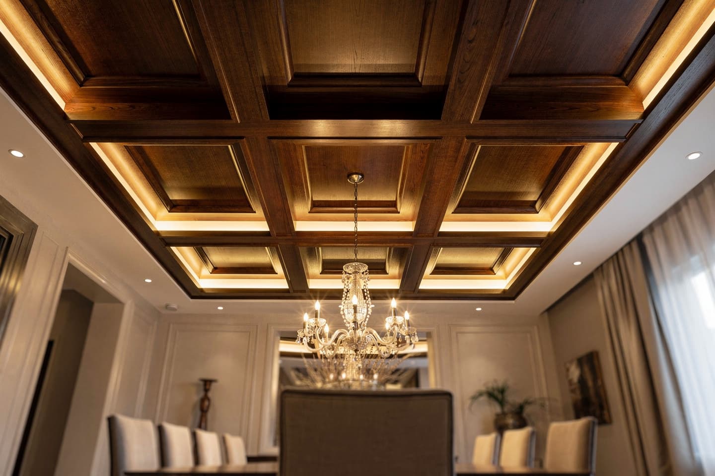 Coffered Ceilings with Cove Lighting